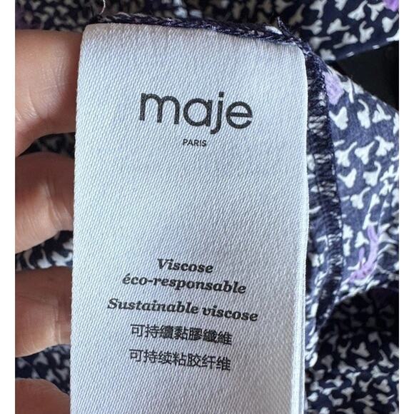 Maje Cipensa Printed Shirt Women’s Size 1 Short Sleeve Multi Color Print Buttons - Picture 6 of 7